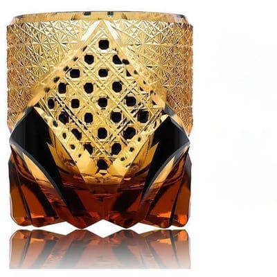 Japanse Zwarte Krijger Pantser Edo Kiriko Whiskyrotsglas Amber Kristallen Whiskybeker High-End Wijnglas Handgesneden Brandy Snifter 220ml beige