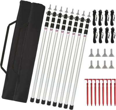 Set van 8 Verstelbare Aluminium Stangen (90-230 cm) voor Tent, Voortent of Luifel
