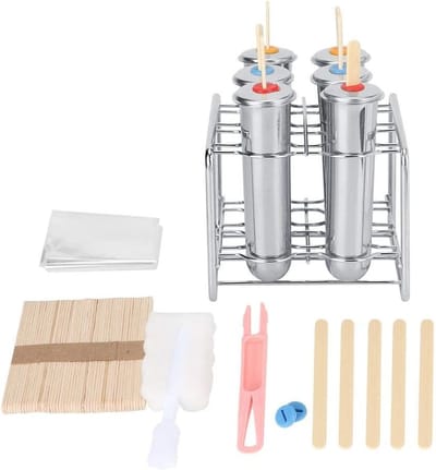 Set van 6 RVS IJsjesvormen, Rond Hoofd, Dubbele Groef, Perfect voor IJsjes en Sorbets