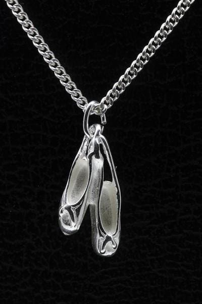 Zilveren Balletschoen ketting hanger - dubbel