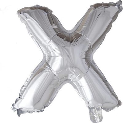 Folie Ballon Letter x Zilver 41cm met Rietje