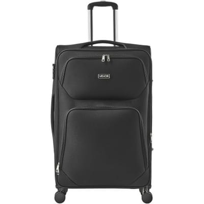 VEVOR Uitbreidbare zachte reiskoffer met spinnerwielen (505 x 340 x 820 mm), stoffen koffer Handbagage met uitbreidbaar ritsvak en TSA-slot Zwarte handbagagekoffer