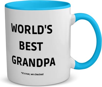 Akyol - world's best grandpa it's true we checked koffiemok - theemok - blauw - Opa - werelds beste opa - verjaardag - cadeautje voor opa - opa artikelen - kado - geschenk - 350 ML inhoud