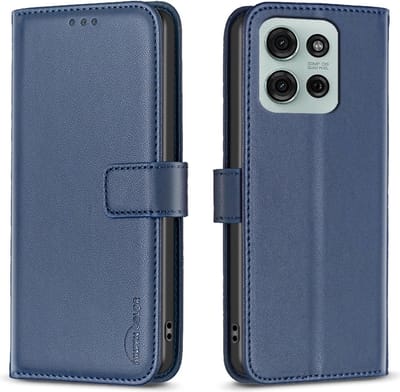 BINFEN Hoesje - Geschikt voor Motorola Moto G75 Hoesje - BINFEN Color Book Case - Blauw