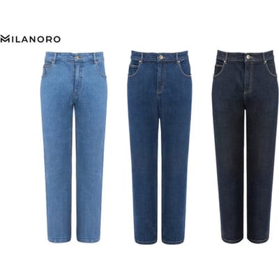 Milanoro - Stijlvolle jeansbroek voor heren - Zwartblauw - W38 - L30