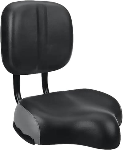 Fietszadel met rugleuning - Extra groot comfortzadel - Comfortabel fietsen - Verstelbare rugsteun - 395 x 315 cm - Grijs