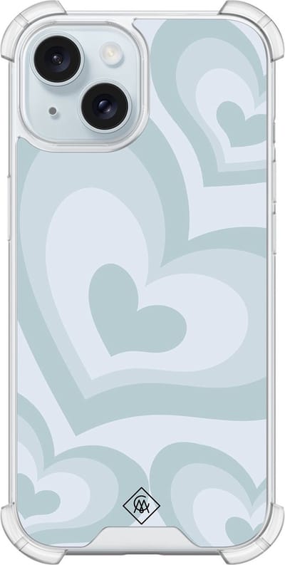 Casimoda® hoesje - Geschikt voor iPhone 14 - Hart Blauw - Shockproof case - Extra sterk - Siliconen/TPU - Blauw, Transparant
