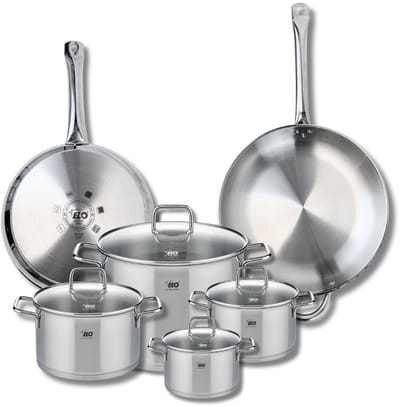 Set van 2 Bakpannen 28 en 32 cm en 4 Kookpotten 14, 16, 20 en 26 cm Elo Profi Citrin