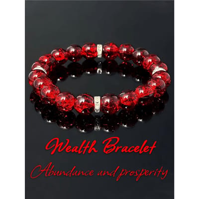 1pc/Bijoux Extensibles Riches et Abondants - Pierre en Cristal de Verre 10mm, Unisexe, Attire la Richesse et la Bonne Fortune, Pierre de Naissance d'Octobre rouge