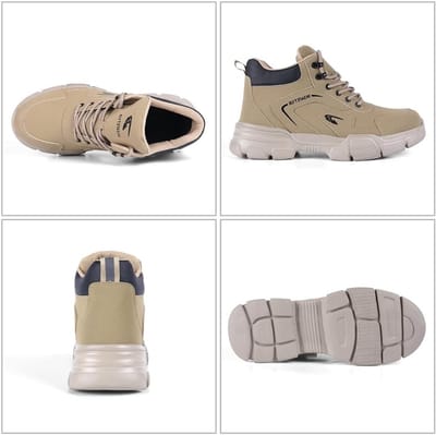 Veilige en Waterdichte Werkschoenen voor Mannen en Vrouwen met Stalen Neus, Snijbescherming en Antislip Eigenschappen - Lichtgewicht Enkellaarsjes in Khaki, Maten 40-44
