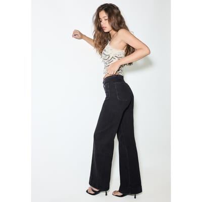 Stradivarius D77 minimalistische jeans met zakken  VERBLEEKTE ZWARTE WASSING 32