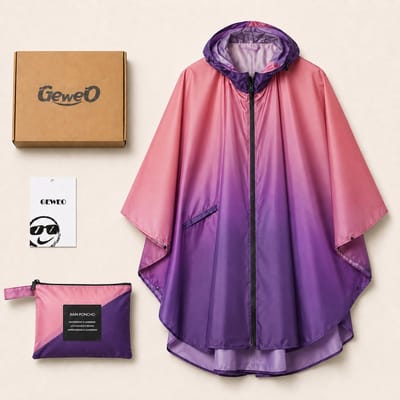 Geweo - Regenjas - Regenponcho - Regenponcho Volwassenen - Fietsponcho Fiets - Dames & Heren - Waterdicht - Roze Paars verloop