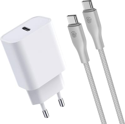 Usb C Adapter 20w + usb-C Oplaadkabel 1M - Stevig Nylon usb C kabel - Usb C Power Delivery Snellader - Usb C Stekker voor Snel Opladen Telefoon GSM Smartphone Tablet Laptop