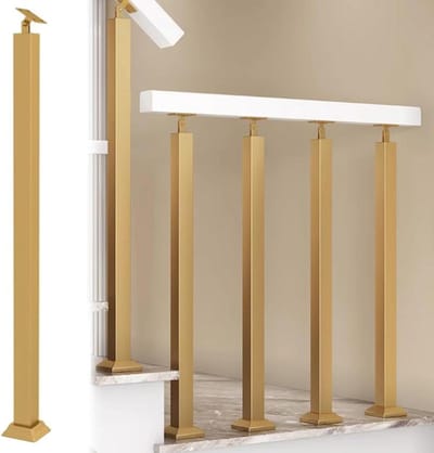 Trapleuning Kolom - Spilpaal Baluster - Veilige Trappen - Kantelbare Beugel - 60-120cm Hoogte - Goud
