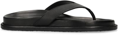 Sacha - Dames - Zwarte leren slippers - Maat 36