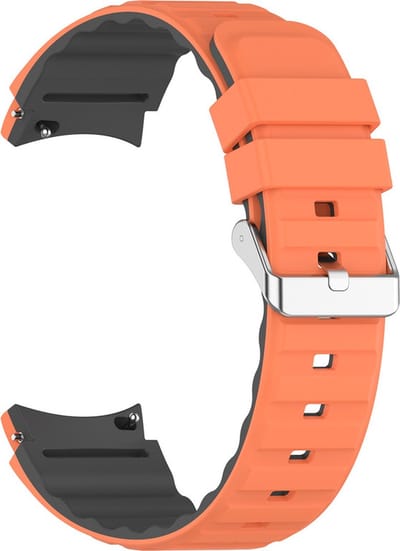 Siliconen bandje - geschikt voor Samsung Galaxy Watch 7 / Watch FE / Watch 6 / Watch 6 Classic / Watch 5 / Watch 5 Pro / Watch 4 / Watch 4 Classic - oranje-zwart