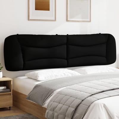 Hoofdbordkussen Stof - Bedkussen Hoofdeinde - Comfort Verhoging - Ritssluiting Klittenband - 200 cm Breed - Zwart