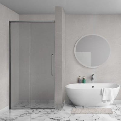Aqua Vista Lokla Linea nisdeur - 110x200cm - incl. montageset - rookglas - gunmetal