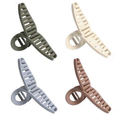 Daity Haarclips - antislip - medium - mat - 11 cm - vlinderclips tot op de kaaklengte - geschikt voor fijn - dik haar - geschikt voor vrouwen en meisjes - 4 stuks