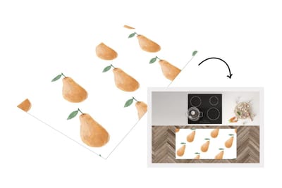 Keukenloper - Loper keuken - Peren - Aquarel - Patronen - 120x60 cm - Keukenloper vinyl