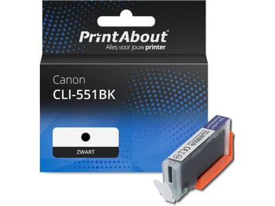PrintAbout huismerk Inktcartridge CLI-551BK Zwart Geschikt voor Canon