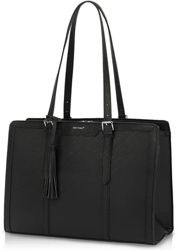 TAN.TOMI Dames Handtassen - Dames Tas Shopper met rits - Werktas - 15.6 inch Laptoptas - Schoudertas - Schooltas - Geschikt voor A4 - Zwart