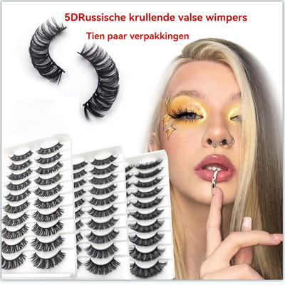 10 paar Nepwimpers-5D valse wimpers-driedimensionaal natuurlijk-Russisch volume-nieuwe stijl-zwart