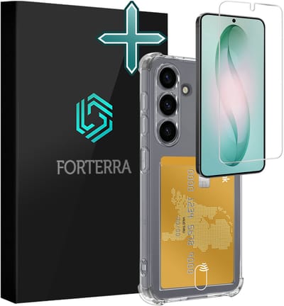 Hoesje Geschikt voor Samsung Galaxy S26 - Met Screenprotector - Pashouder - Kaarthouder - Back Cover - Telefoon Hoes Shockproof - Siliconen Case - Shock Proof - Pasjes Houder - Transparant