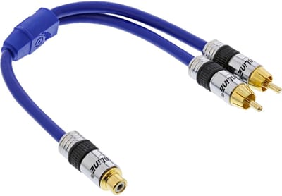 InLine® Cinch-Y kabel, 1x Cinch female naar 2x Cinch male, 0,25m