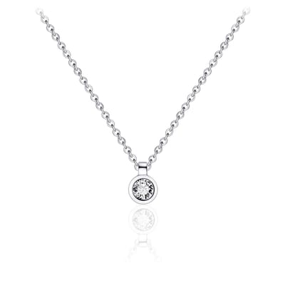 Jewels Inc. - Hanger incl. Ketting - Solitaire gezet met Zirkonia Steen in een Gladomzetting - 5mm- Lengte 42+5cm - Gerhodineerd Zilver 925