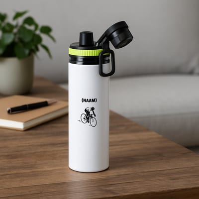 Hacebo® - wielrenner met je eigen naam waterfles met draaidop groen - Wielrennen - sport liefhebbers - mensen die houden van wielrennen - verjaardagscadeau - verjaardag - cadeau - kado - geschenk - gift - water fles - 850ML