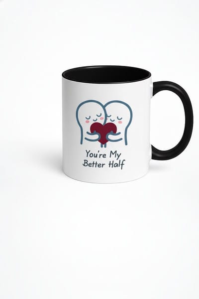 Romantische Mok 'You're My Better Half' - Cadeau voor Geliefde, Partner & Valentijn - Witte Beker met Liefdevolle Print