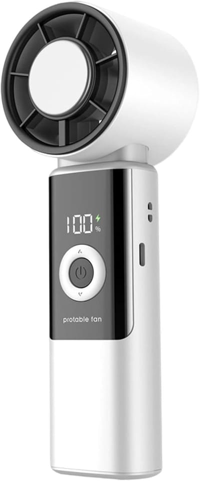 VHV - Ventilator - handsfree ventilator voor camping, strand, wandelen en kantoor - licht ontwerp met oplaadbare batterij - wit ABS 18.3 x 5.6 x 5.6 cm