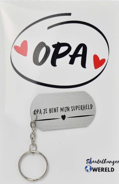 Opa je bent mijn superheld Sleutelhanger inclusief kaart - Opa cadeau - grandpa - Leuk kado voor je opa om te geven - 2.9 x 5.4CM