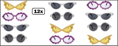 12x Bril Glitter kind assortie