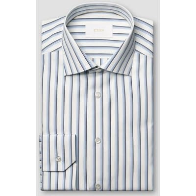 Eton Overhemd Luxury Organic Supima Cottom 120 Poplin Multi Stripe Blauw / male