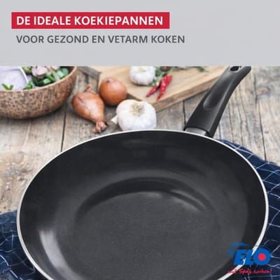 Set van 3 pannen 24, 28 en 32 cm keramisch zonder PFAS en 3 glazen deksels Elo Prima Cucina