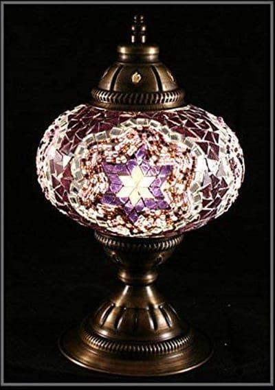 Turkse lamp - tafellamp met mozaïek bol 13 cm roze - 1 stuk - handgemaakt en uniek