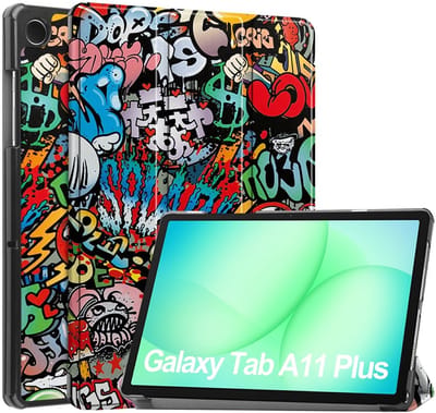 Coverup Tablethoes geschikt voor Samsung Galaxy Tab A11 Plus Hoesje - Tri-Fold Book Case met Wake/Sleep - Graffiti