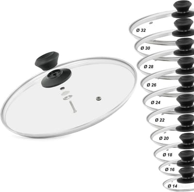 Glazen deksel Ø 26 cm - Hittebestendig glas - Bakeliet handvat - Universeel passend - Stoomuitlaat