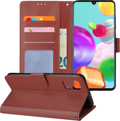 Hoesje - Geschikt voor Samsung Galaxy A41 - Luxe Bookcase - Walletcase Hoes - Portemonnee - Cover - Telefoonhoes - Bruin