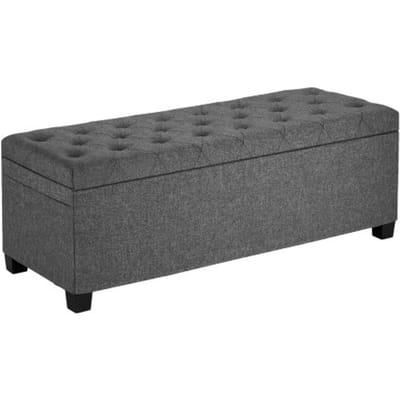 VEVOR Opbergpoef 110 x 40 x 40 cm Voetenbank Opbergbox, Draagvermogen tot 299,37 kg, Opvouwbare, gevoerde bank met metalen frame, Poef voor woonkamer, slaapkamer, gang, grijs