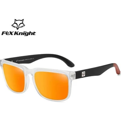 Nieuwe Fox Knight Vierkante Zonnebril Dames Heren Hoge Kwaliteit Bril Buiten Rijden Vissen Zonnebril Retro Tinten Uv400 orange