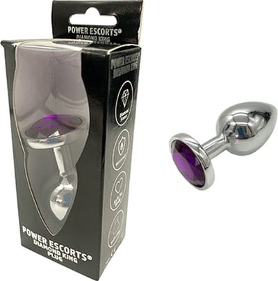 BR137LPURPLE – Power Escorts Metalen Anale Plug Paarse Steen
