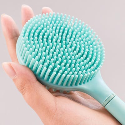 Zachte Siliconen Rugschrobber Douche Bad Lichaamsborstel met Lange Handvat, BPA-Vrij, Hypoallergeen, Milieuvriendelijk blue