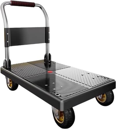 Steekwagen Opvouwbaar - Transportkar Vuilnisbak - Goederen Verplaatsen - Stille Lagerconstructie - 72 x 48 cm - Zwart Blauw