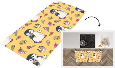 Keukenloper - Loper keuken - IJs - Pinguïn - Pooldieren - Kinderen - Design - 120x50 cm - Keukenloper vinyl