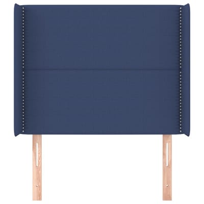 vidaXL Hoofdbord met randen 93x16x118/128 cm stof blauw
