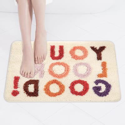 Zachte en Antislip Badmat 50 x 80 cm - Kleurvolle Letters voor Badkamer, Douche en Balkon, Microvezel Badkamer Tapijt