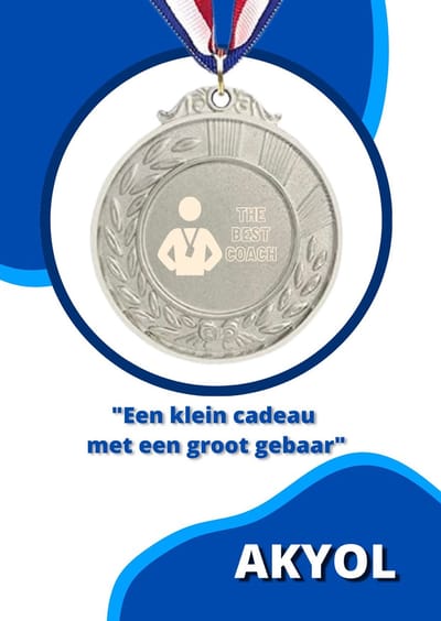 Akyol - coach medaille zilverkleuring - Coach - familie vrienden collega - cadeau